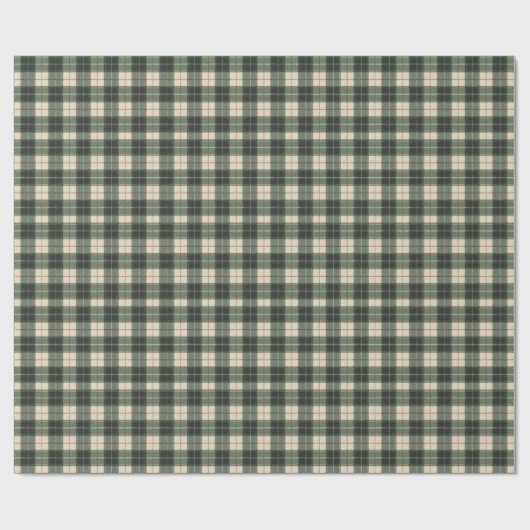 Forest Green & Cream Tartan Snowflake Cadeaupapier (Vlak)
