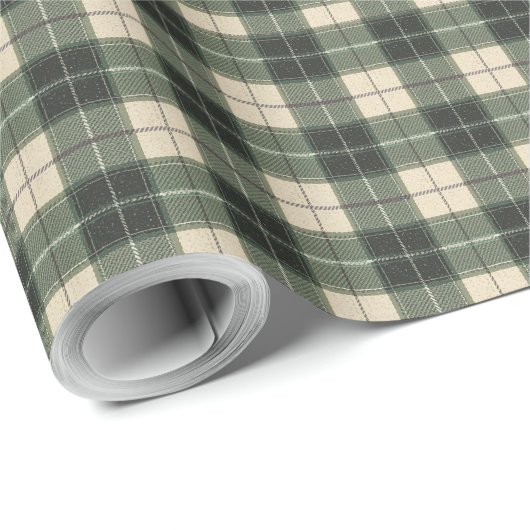 Forest Green & Cream Tartan Snowflake Cadeaupapier (Rol Hoek)