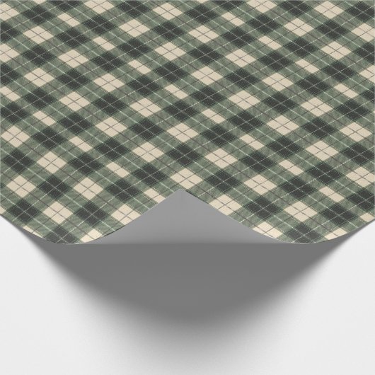 Forest Green & Cream Tartan Snowflake Cadeaupapier (Hoek)