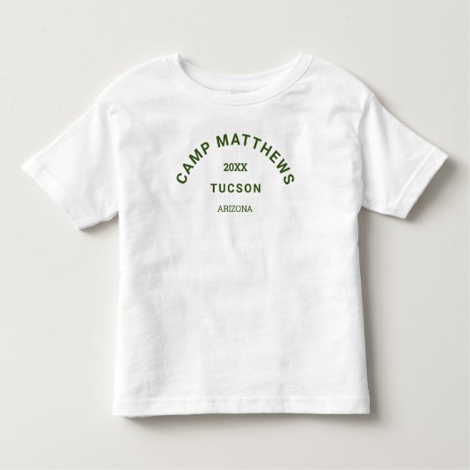 Forest Green Crest Familie Camping Trip Kinder Shirts (Voorkant)