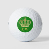 Forest Green Crown King-monogram initialen Golfballen (Voorkant)