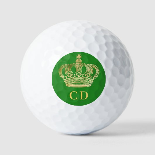 Forest Green Crown King-monogram initialen Golfballen (Voorkant)