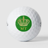 Forest Green Crown King-monogram initialen Golfballen (Voorkant)