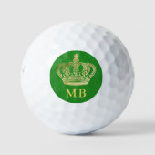 Forest Green Crown King-monogram initialen Golfballen (Voorkant)