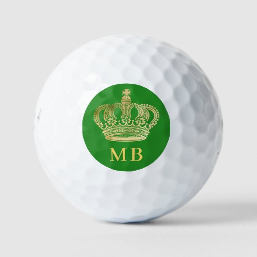 Forest Green Crown King-monogram initialen Golfballen (Voorkant)