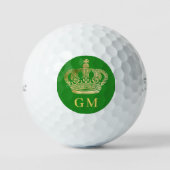 Forest green crown monogram initialen golfballen (Voorkant)