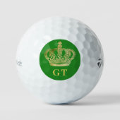Forest green crown monogram initialen golfballen (Voorkant)