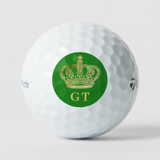 Forest green crown monogram initialen golfballen (Voorkant)