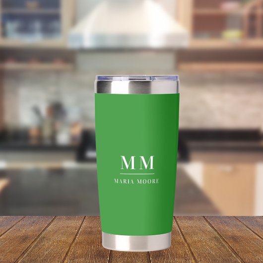 Forest green custom monogram initialen naam geïsoleerde drinkbeker