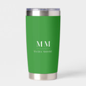 Forest green custom monogram initialen naam geïsoleerde drinkbeker (Achterkant)