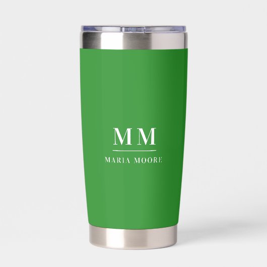 Forest green custom monogram initialen naam geïsoleerde drinkbeker (Achterkant)