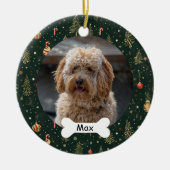 Forest Green Custom Pet Puppy Dog Foto Keramisch Ornament (Voorkant)
