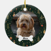 Forest Green Custom Pet Puppy Dog Foto Keramisch Ornament (Achterkant)