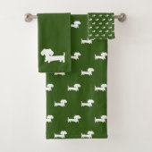 Forest Green Dachshund Bath 3-stuk handdoekset Bad Handdoek (Insitu)