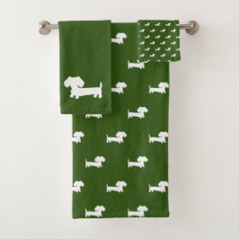 Forest Green Dachshund Bath 3-stuk handdoekset Bad Handdoek