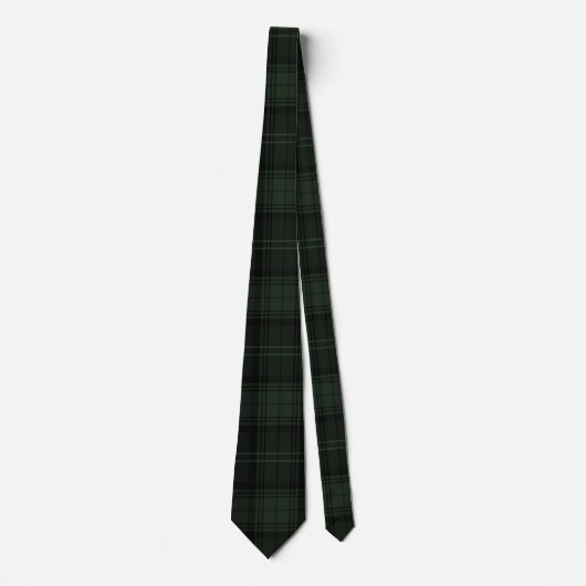Forest Green, Deep Green-Black en Olive Tartan Stropdas (Voorkant)