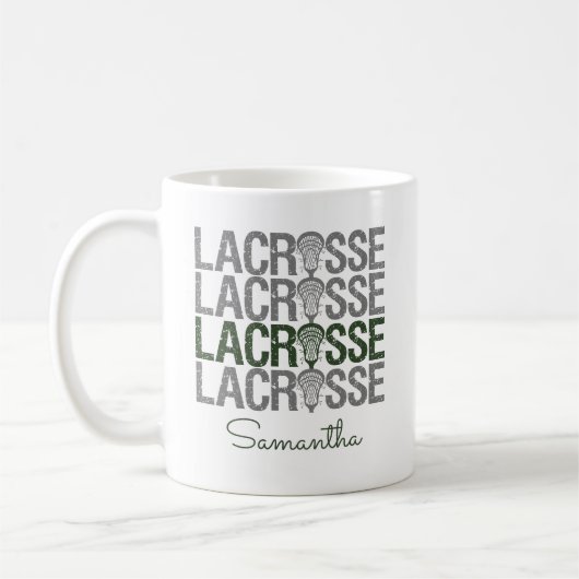 Forest Green Distress Lacrosse Word Koffiemok (Links)