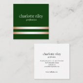 Forest Green Double Roos Gold Stripes Stylish Vierkante Visitekaartje (Voorkant / Achterkant)