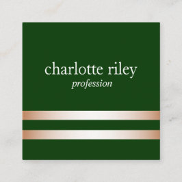 Forest Green Double Roos Gold Stripes Stylish Vierkante Visitekaartje