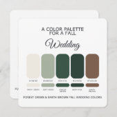 Forest Green Earth Brown Fall Wedding Palette Card Kaart (Voorkant / Achterkant)