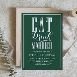Forest Green Eat Drink and be Married Wedding II Kaart