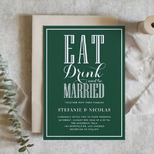 Forest Green Eat Drink and be Married Wedding II Kaart