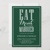Forest Green Eat Drink and be Married Wedding II Kaart (Voorkant)