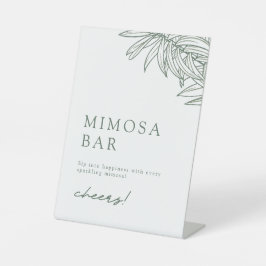 Forest Green Eenvoudige Botanische bruiloft Mimosa Reclamebord Met Voetstuk