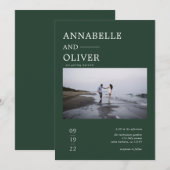 Forest Green eenvoudige foto bruiloft uitnodiging (Voorkant / Achterkant)