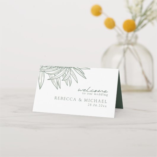 Forest Green Eenvoudige Hand Getrokken Botanische  Plaatskaartje (Achterkant)