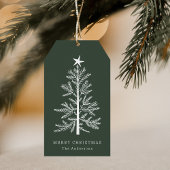 Forest Green Eenvoudige Kerstpijnboom Cadeaulabel