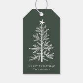 Forest Green Eenvoudige Kerstpijnboom Cadeaulabel (Voorkant)