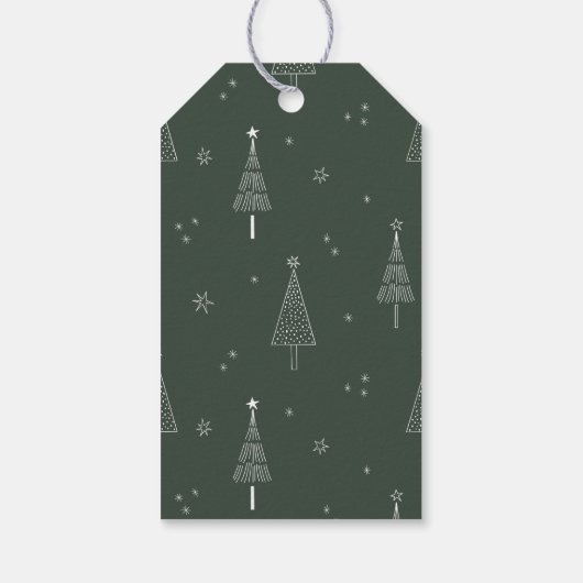Forest Green Eenvoudige Kerstpijnboom Cadeaulabel (Achterkant)