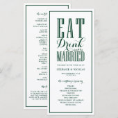 Forest Green Eet, Drink en word Getrouwd Trouwen Programmakaart (Voorkant / Achterkant)