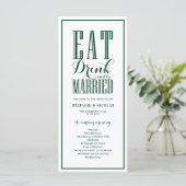 Forest Green Eet, Drink en word Getrouwd Trouwen Programmakaart (Staand voorkant)