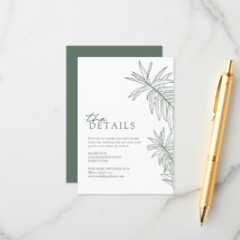 Forest Green Elegant Botanical Leaves Details Informatiekaartje