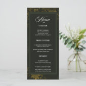 Forest Green & Elegant Gold Floral Wedding Menu (Staand voorkant)