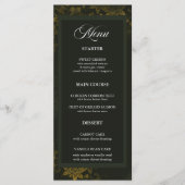 Forest Green & Elegant Gold Floral Wedding Menu (Voorkant)