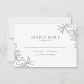 Forest Green Elegant Minimalist Botanical RSVP Kaartje (Voorkant)