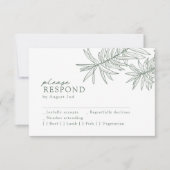 Forest Green Elegant Minimalist Botanical RSVP Kaartje (Voorkant)