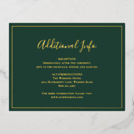Forest Green Elegant Wedding Folie Enclosure Kaart