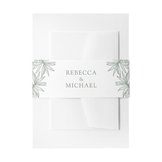 Forest Green Elegante Botanische bruiloft Uitnodigingen Wikkel (Voorkant Voorbeeld)