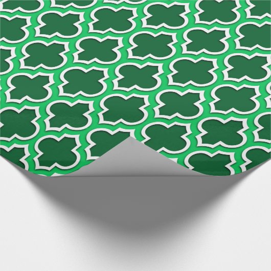 Forest Green Emerald Green Wht XL Moroccan #4DS Cadeaupapier (Hoek)
