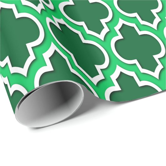 Forest Green Emerald Green Wht XL Moroccan #4DS Cadeaupapier (Rol Hoek)