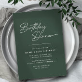Forest Green Emerald | Typografie Verjaardagsdiner Kaart