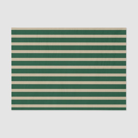 Forest Green- en beige Stripes Tissuepapier (Voorkant)