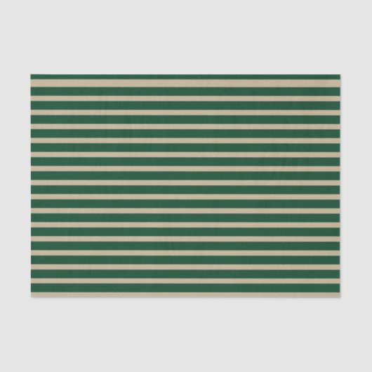 Forest Green- en beige Stripes Tissuepapier (Voorkant)
