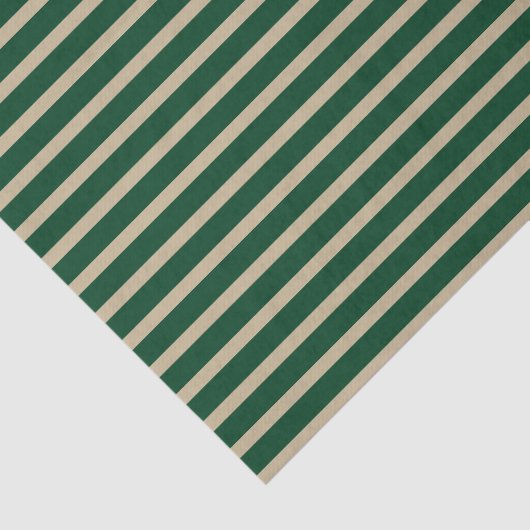 Forest Green- en beige Stripes Tissuepapier (Detail)