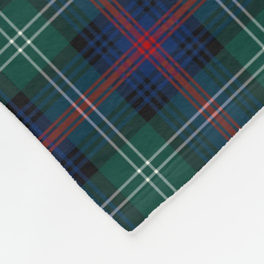 Forest Green en Donkerblauw Sutherland Clan Tartan Fleece Deken (Hoek)