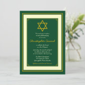 Forest Green en Gold Bar Mitzvah Invitation Kaart (Staand voorkant)